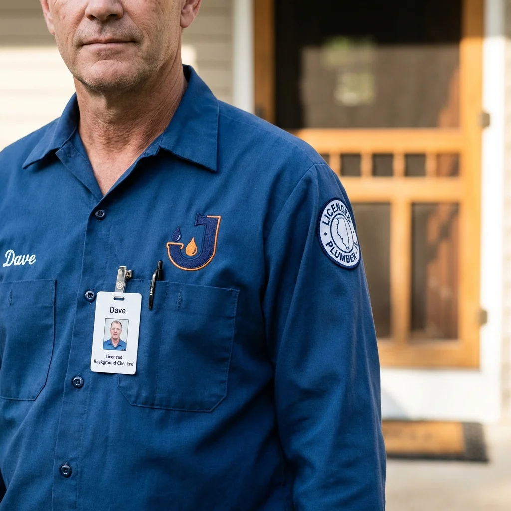 Licensed plumber showing ID badge in Hood River, OR