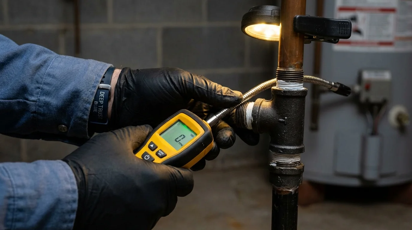 Gas leak detection with electronic sniffer by Johns Plumbing LLC in Hood River