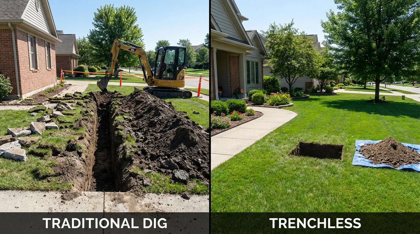 Trenchless sewer repair with minimal yard damage versus traditional excavation in Hood River, OR